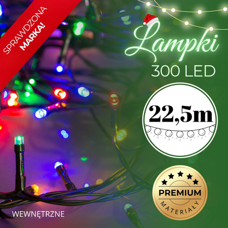 Lampki świąteczne 300 led multikolor 22,5 m oświetlenie choinkowe wewnętrzne