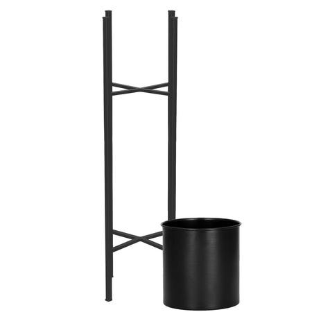 Stojak na kwiaty 74 cm metalowy czarny kwietnik z doniczką