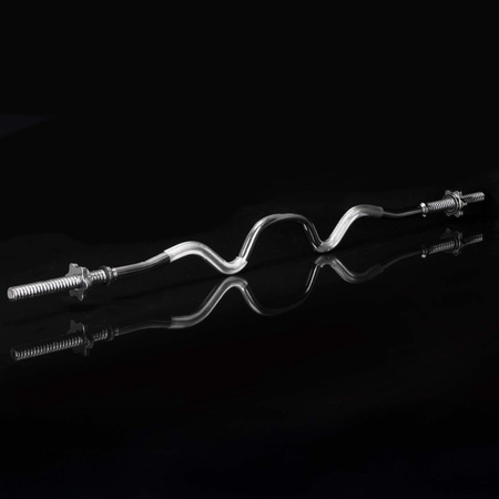 Gryf do sztangi mocno łamany 120 cm stal chromowana 2 zaciski 25 mm