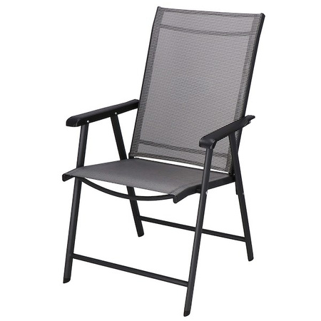 Krzesło składane do ogrodu, metalowe na balkon, taras czarno-szare