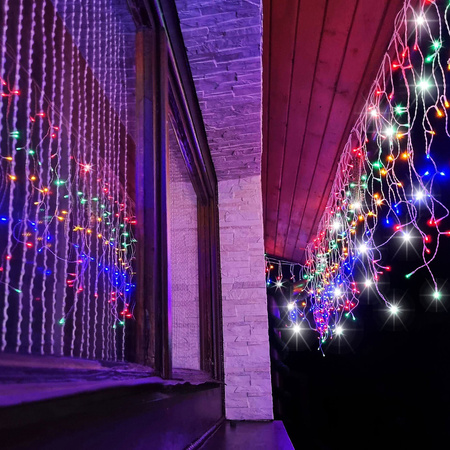 Kurtyna świetlna 500 led multikolor, flash biały zimny girlanda, lampki wewnętrzno-zewnętrzne sople
