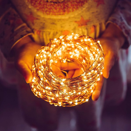 Lampki choinkowe 100 led na prąd biały ciepły