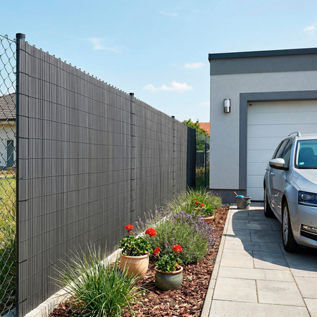 Osłona balkonowa 500x180 cm PVC mata maskująca na ogrodzenie, taras, płot ciemnoszara