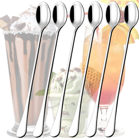 Filiżanki do kawy latte, szklanki do deserów 280 ml z długimi łyżeczkami komplet 6 szt. 