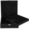 Szkatułka na biżuterię 26x26x9 cm czarny, welurowy organizer z przegródkami