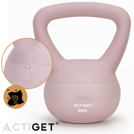 Kettlebell miękki 2kg ciężar do ćwiczeń, kula treningowa, fitness, jasnoróżowy