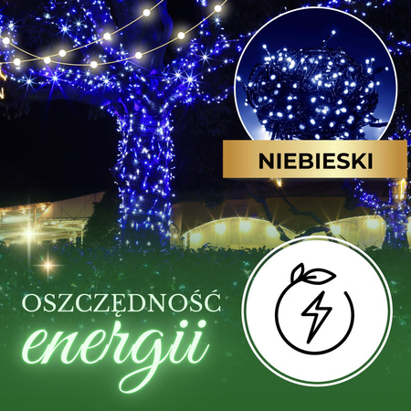 Lampki choinkowe 500 LED 41,5 m niebieskie zewnętrzne oświetlenie świąteczne 