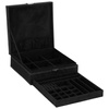 Szkatułka na biżuterię 26x26x9 cm czarny, welurowy organizer z przegródkami
