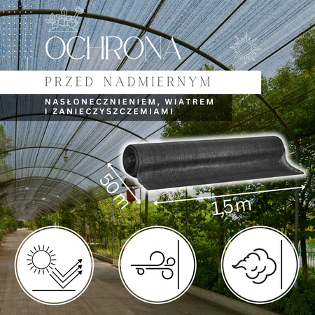 Siatka cieniująca 90% 1,5x50m siatka osłonowa czarna