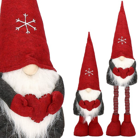 Skrzat świąteczny 50-70 cm, krasnal z serduszkiem, teleskopowe nóżki, gnom