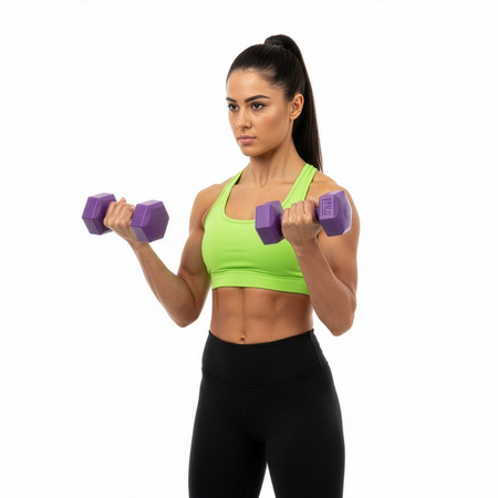 Hantle 2x2kg hexagonalne do ćwiczeń fitness ciężarki zestaw 2 szt. fioletowe