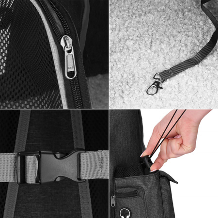 Plecak transporter dla kota królika psa 38 x 34 x 26 cm torba transportowa do 15 kg czarna