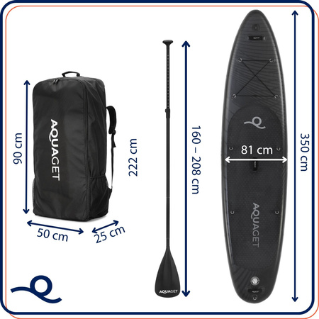 SUP 350 cm zestaw paddleboard deska pompowana do pływania z wiosłem i akcesoriami