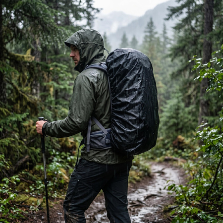 Plecak trekkingowy 60 L turystyczny survival kemping, z gwizdkiem granatowy
