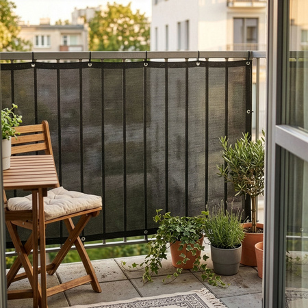 Osłona na balkon 1x7 m maskująca mata balkonowa zacieniająca 95% z opaskami antracyt