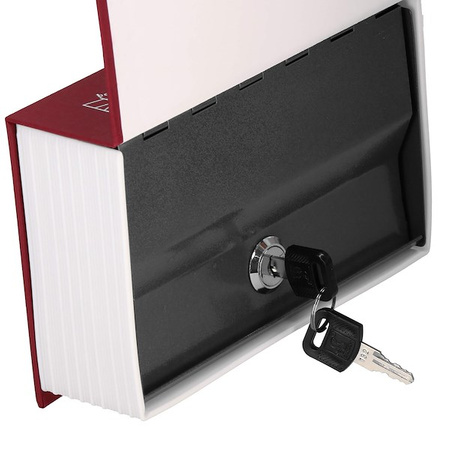 Kasetka na pieniądze metalowa 16x11,5x5,5 cm książka sejf bordowy