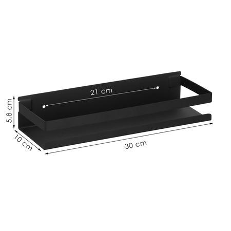 Półka łazienkowa wisząca pod prysznic 30x10 cm stal nierdzewna loft czarna