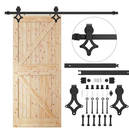 System drzwi przesuwnych 183 cm barn door, prowadnica do 100 kg czarny