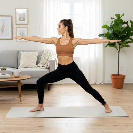Mata do jogi, ćwiczeń fitness antypoślizgowa 183x61 cm materac do pilates, jasny beż