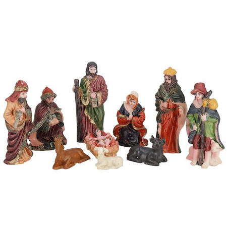 Figurki do szopki 10 szt. bożonarodzeniowe figurki z żywicy zestaw świąteczny