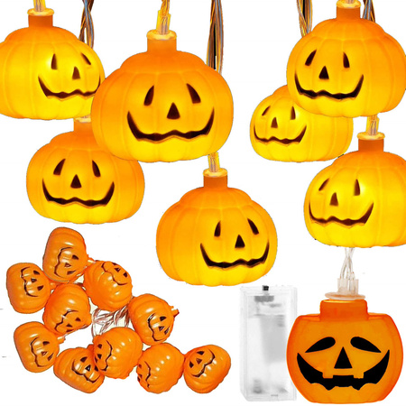 Dekoracja na Halloween łańcuch świetlny dynie girlanda 10 LED
