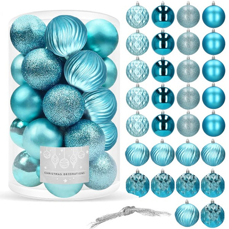 Bombki choinkowe 30 szt. 8 cm niebieskie ozdoby na choinkę dekoracje 