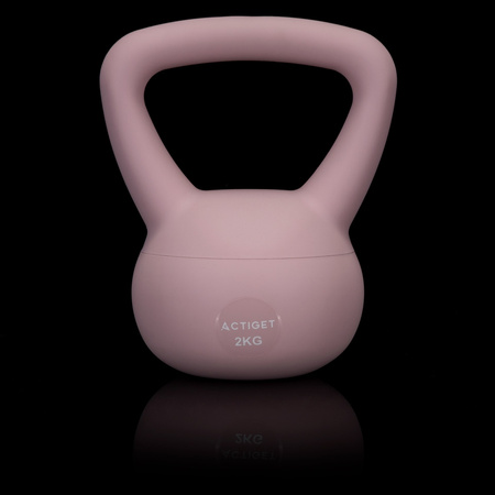Kettlebell miękki 2kg ciężar do ćwiczeń, kula treningowa, fitness, jasnoróżowy