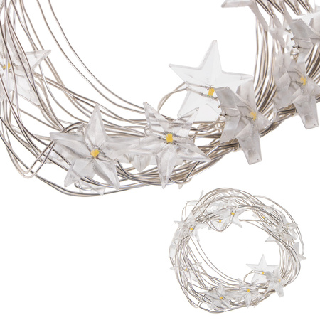 Lampki dekoracyjne 20 LED druciki gwiazdki biały ciepły