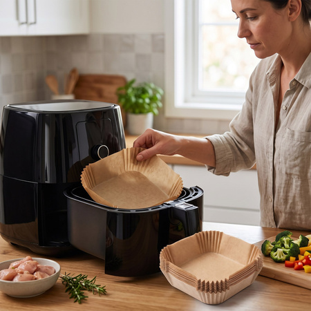 Wkłady do Airfryer 100 szt. 20 x 20 cm papierowe tacki do frytkownicy beztłuszczowej