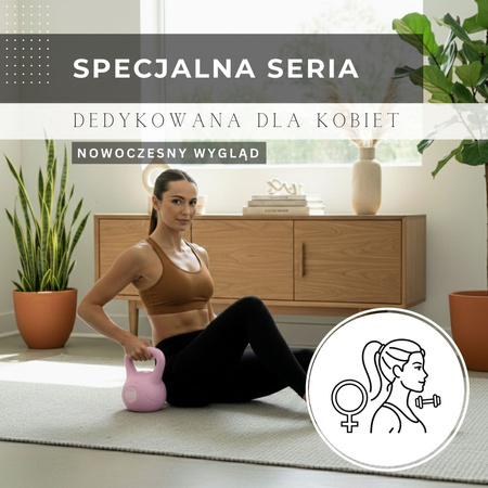 Kettlebell do ćwiczeń 8 kg hantla, odważnik treningowy ABS kula różowa