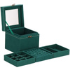 Szkatułka na biżuterię 12x12x12 cm zielony kuferek z przegródkami i lusterkiem welurowy