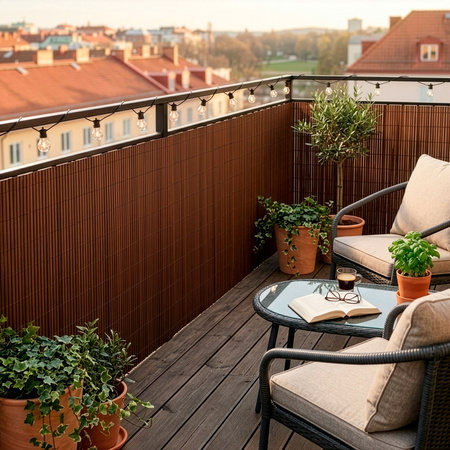Osłona PVC maskująca 500x100 cm mata na balkon, taras, ogrodzenie, brązowa