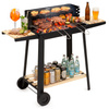 Grill węglowy z regulacją wysokości, grill ogrodowy z widelcami i rusztem, przenośny