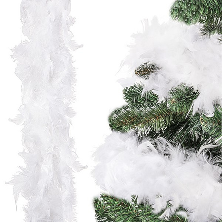 Boa z piór naturalnych 300 cm biały łańcuch na choinkę, ozdoba świąteczna 
