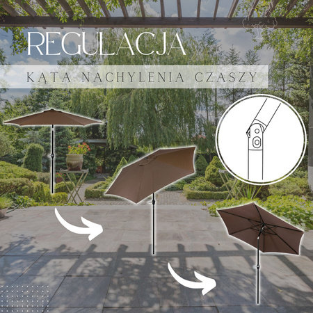 Parasol ogrodowy 260 cm składany na balkon duży brązowy