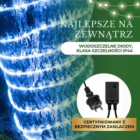 Wąż świetlny 10m niebieski 240 Led z programatorem IP44