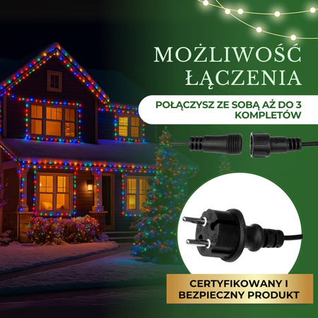Lampki choinkowe 500 LED 41,5 m, multikolor zewnętrzne oświetlenie świąteczne