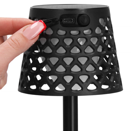 Lampa ogrodowa solarna LED 5w1 ażurowy kinkiet z 3 trybami świecenia czarny