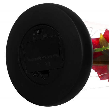 Wieczna róża w kloszu 22 cm świecąca ozdoba LED na prezent czerwona