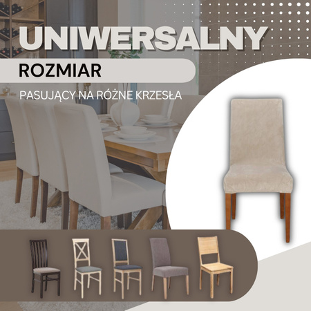 Pokrowiec na krzesło elastyczny uniwersalny ciemny beżowy