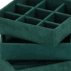 Szkatułka na biżuterię 12x12x12 cm zielony kuferek z przegródkami i lusterkiem welurowy