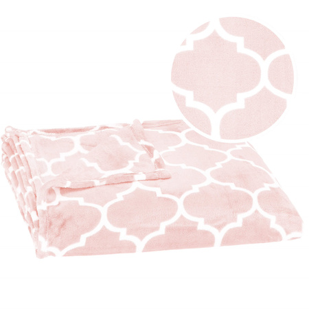 Narzuta na łóżko, koc 150x200 jasnoróżowy wzór maroko