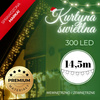 Kurtyna świetlna z pilotem 300 led girlanda, lampki wewnętrzno-zewnętrzne 14,5 m sople ciepły biały