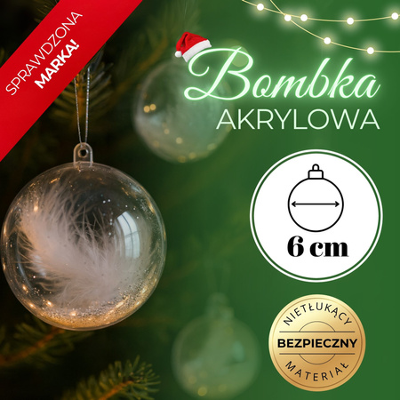 Bombki akrylowe 6cm kula plastikowa decoupage zestaw 10 szt.