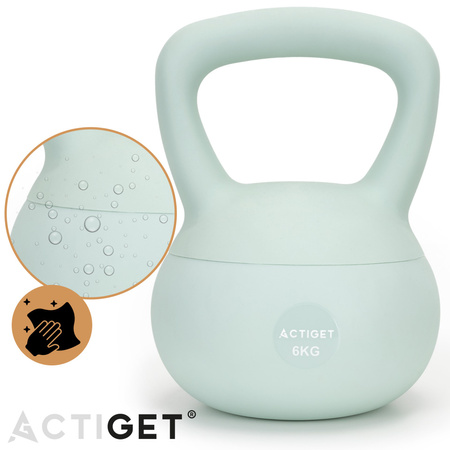 Kettlebell miękki 6 kg ciężar do ćwiczeń, kula treningowa, fitness, turkusowy