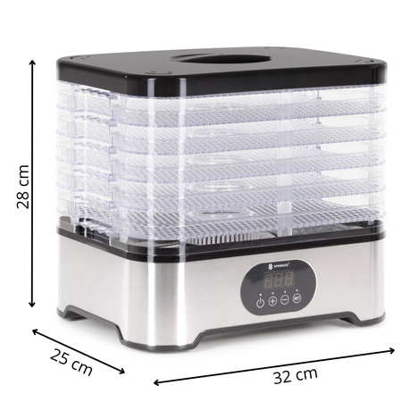 Suszarka spożywcza do żywności 400 W regulacja temperatury, 6 tac do suszenia owoców, warzyw, grzybów i ziół