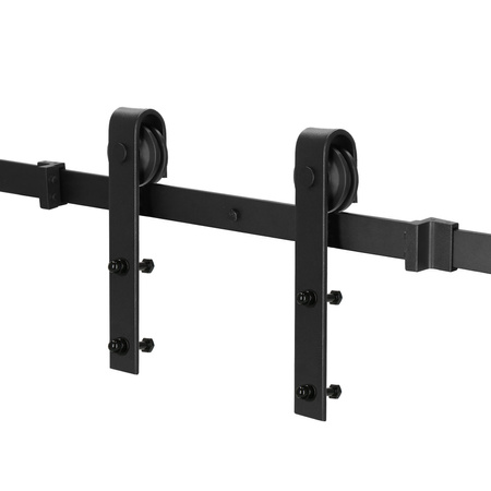 System drzwi przesuwnych 183 cm barn door z ozdobnymi okuciami, prowadnica do 100 kg czarny