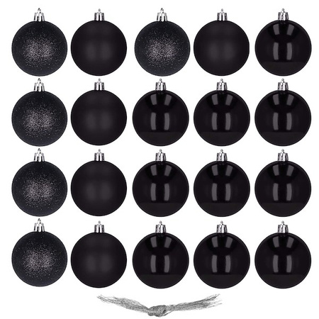 Bombki choinkowe 20 szt. ozdoby świąteczne zestaw 4cm czarny