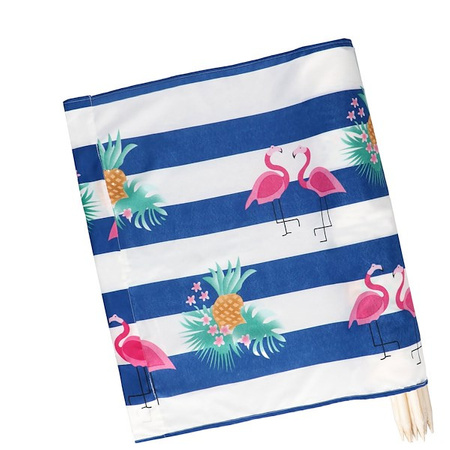 Parawan plażowy 8m flamingi, niebieskie pasy