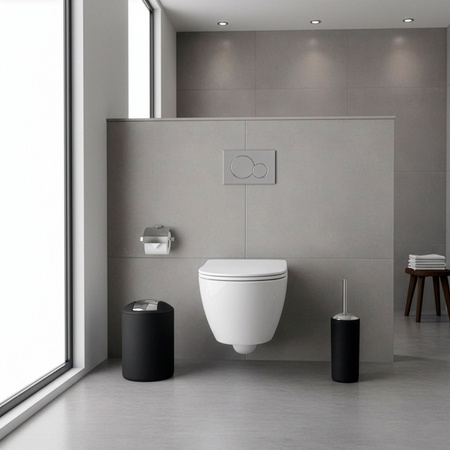 Akcesoria łazienkowe 6w1 zestaw do wc łazienki loft szczotka kosz kubki dozownik czarny